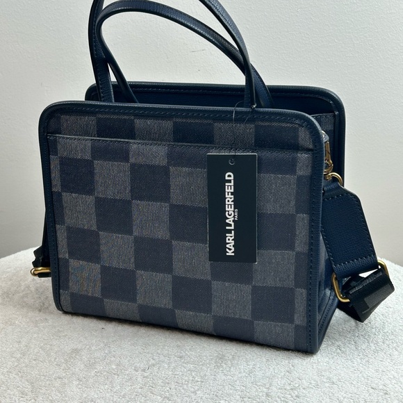 Karl Lagerfeld Blue Crossbody Satchel Bag NWT - Picture 2 of 16